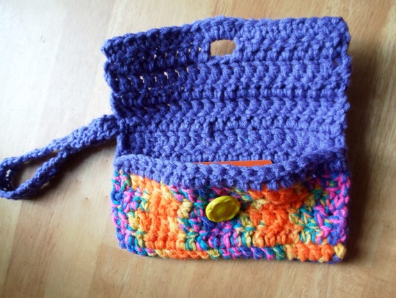 Items similar to Sale Crochet handbag, Wristlet, Light Purple handbag ...