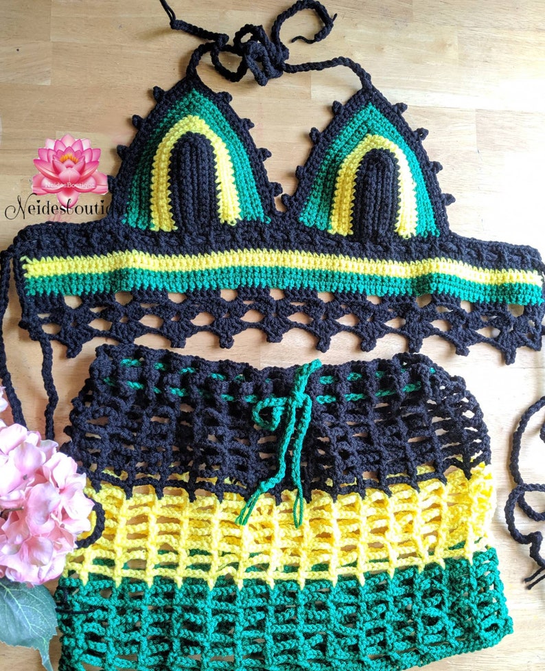 Jamaican Outfit Jamaican crochet top Jamaican festival | Etsy