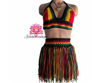 Rasta Outfit, Festival Outfit,carnival Outfit, Crochet Top, Rasta