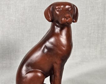 Vintage Labrador Retriever Single Bookend - Faux Wood Resin Chocolate Lab Figurine, Mid-Century Hunting Dog Statue, Office Decor