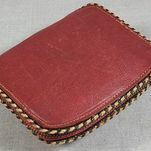 Cartera de cuero genuino rojo con llavero, clasificador de monedas, compartimento para monedas, ventana de identificación de plástico - Cremallera Serval - 4 llaves antiguas - ENVÍO GRATIS
