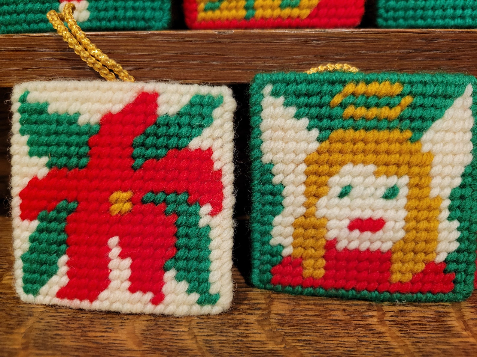 Vintage 1975 Plastic Canvas Needlepoint Christmas Ornaments Etsy