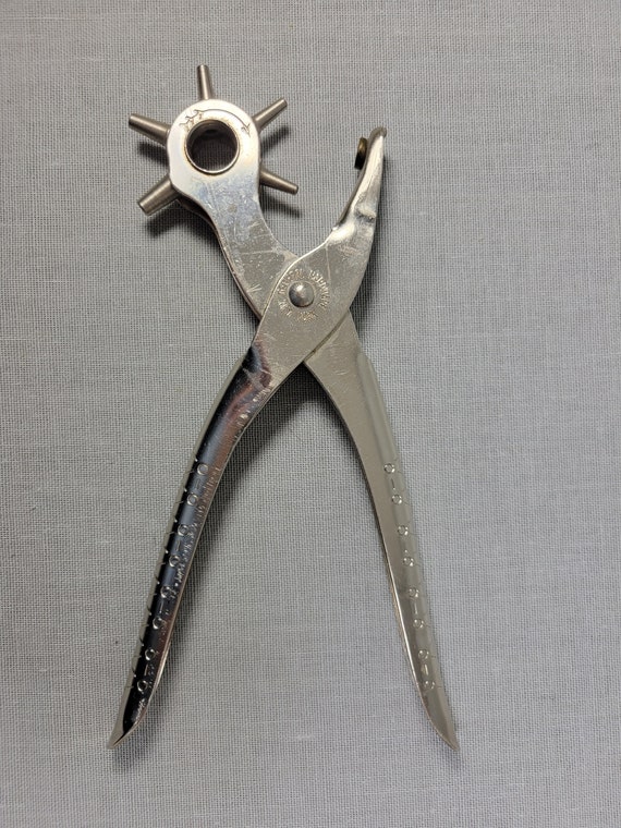 Vintage Revolving Leather Hole Punch - Five Sizes Rotating Wheel