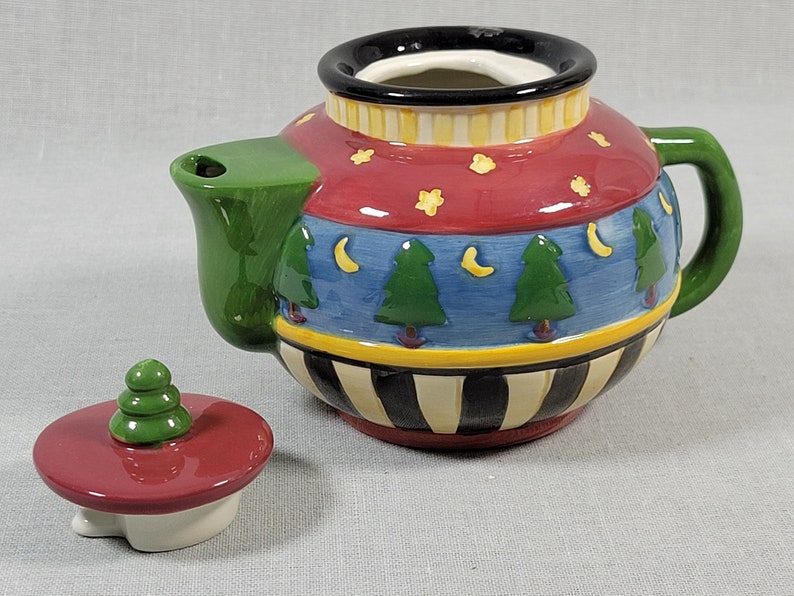 Debbie Mumm Sakura China Mini Teapot Christmas Pine Trees Etsy