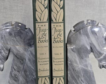 The Jungle Books Rudyard Kipling Vol 1 & 2 - Hardbound - Illustrated by Aldren Watson - Published Doubleday 1948