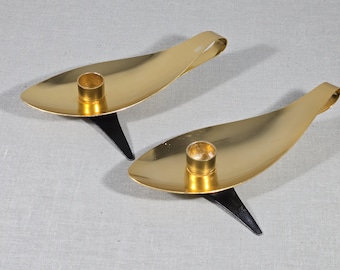 Vintage Mirro Aluminum Candle Holders - MCM Atomic Space Age Design - Set of 2