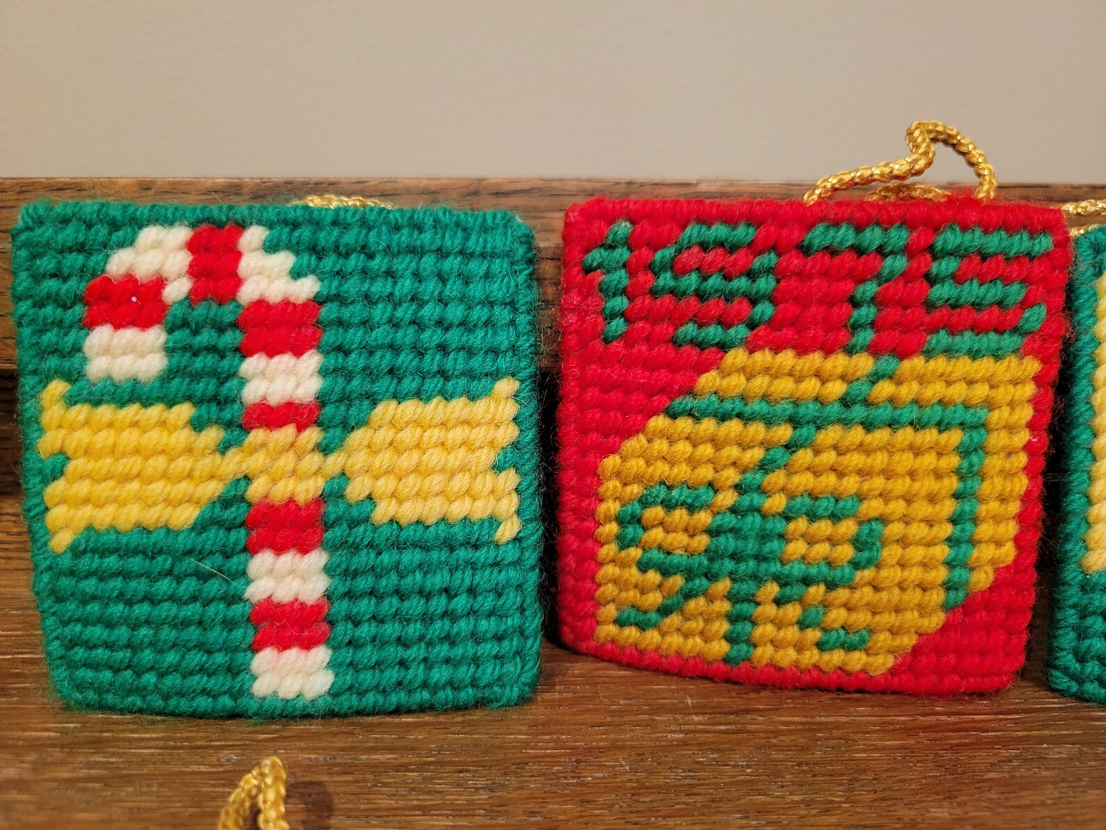 Vintage 1975 Plastic Canvas Needlepoint Christmas Ornaments Etsy
