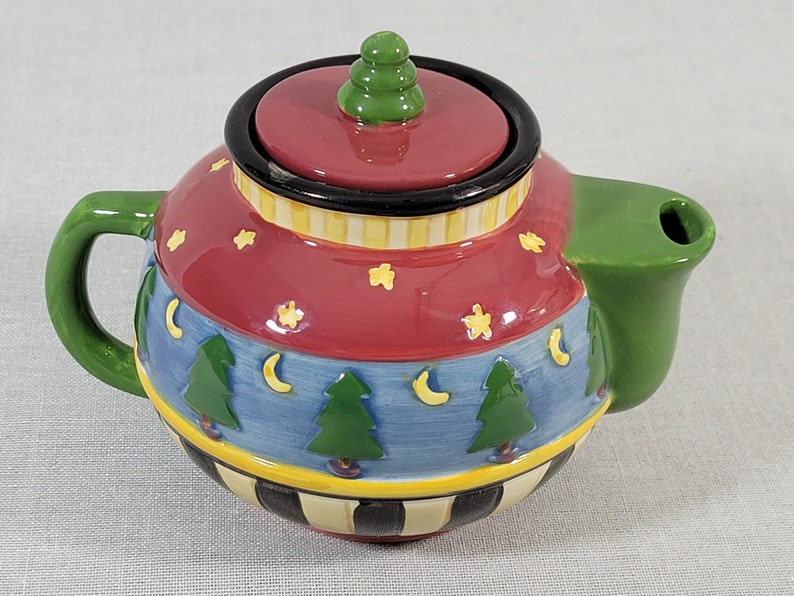 Debbie Mumm Sakura China Mini Teapot Christmas Pine Trees Etsy