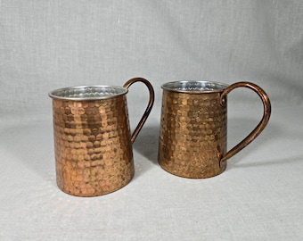 Williams Sonoma Hammered Copper Mugs - Imperial Pint - Stamped GC (Grande Cuisine) WS 1956 - Set of Two - Moscow Mule Cups