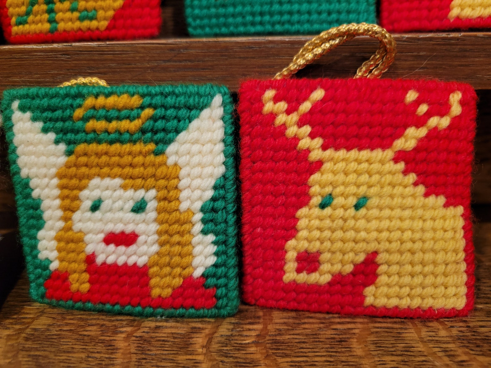 Vintage 1975 Plastic Canvas Needlepoint Christmas Ornaments Etsy