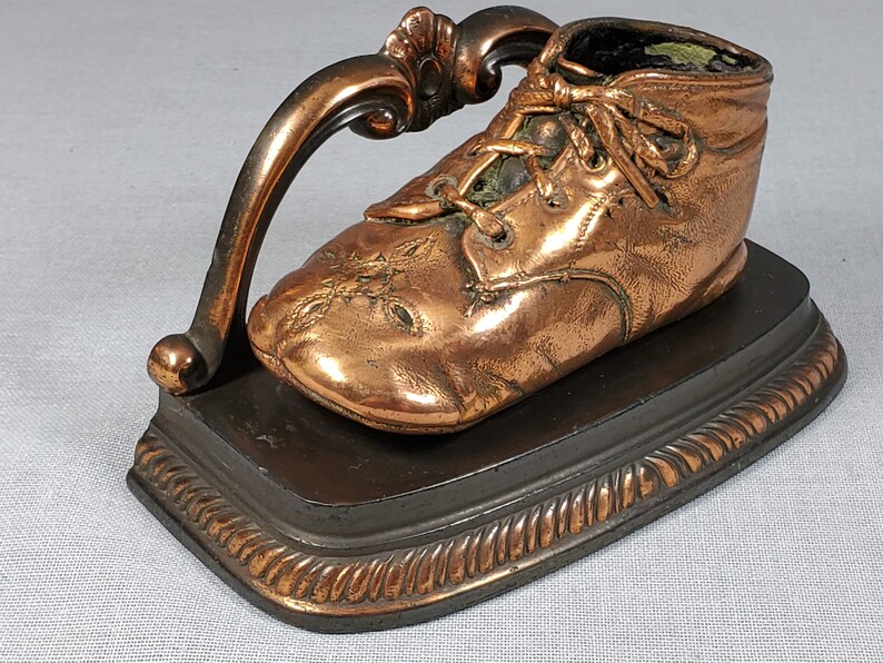 Vintage Bronze Baby Shoe Bookends Matched Pair W/ Cutouts Etsy