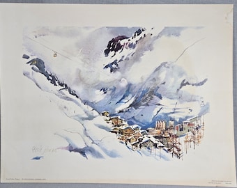 Val d' Isére, France - Watercolor Print by Cecile Ryden Johnson - TWA Collection - ©1972