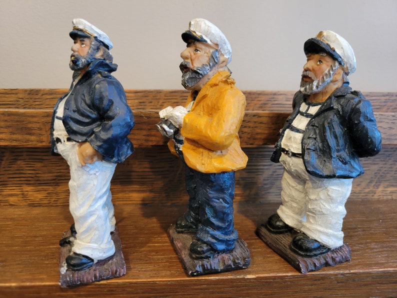 Three Resin Sailor Figurines Statues Captain W/ Binoculars Etsy