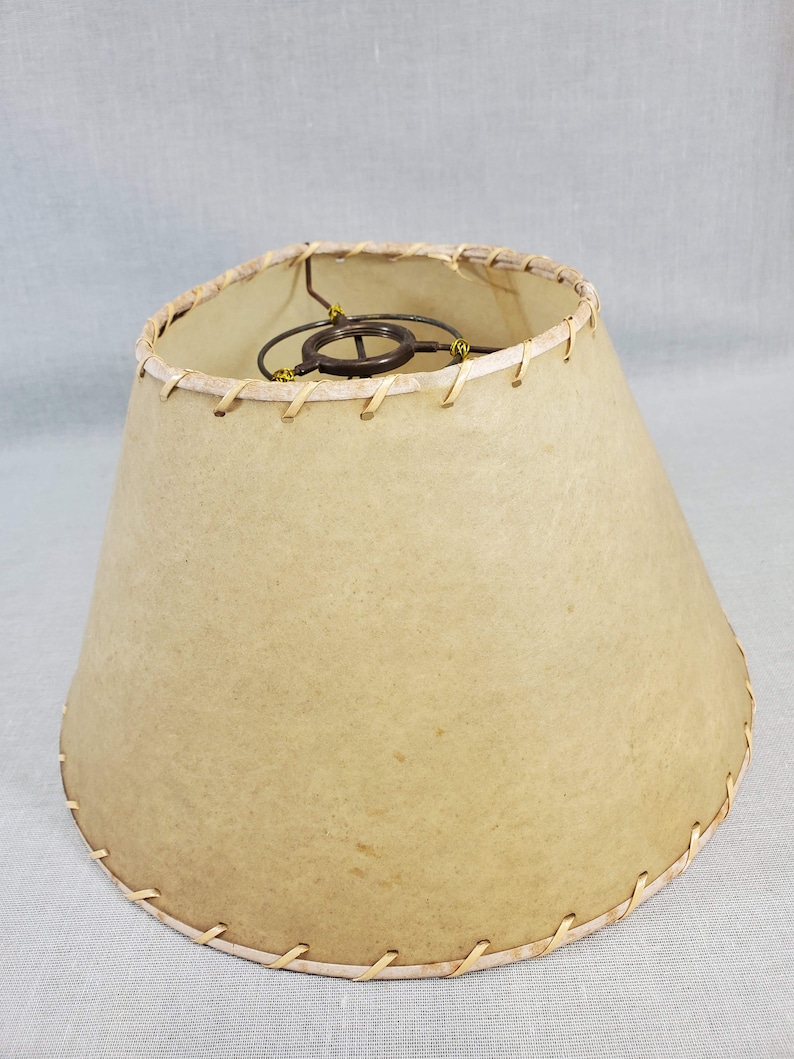 Vintage Parchment Lamp Shade w/ Whipped Stitch Edge Lacing Etsy