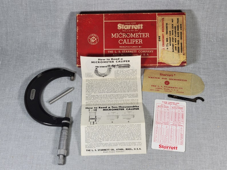 Starrett Crankshaft Micrometer Caliper 436RL Size 1 Etsy