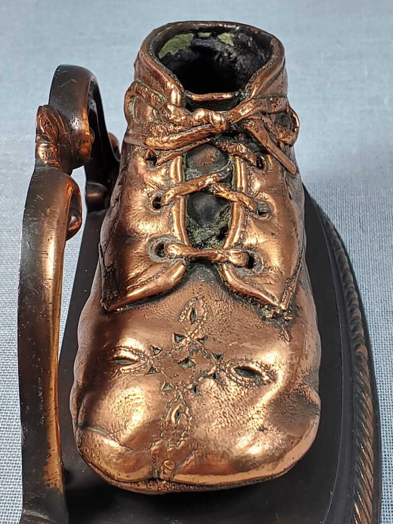 Vintage Bronze Baby Shoe Bookends Matched Pair W/ Cutouts Etsy