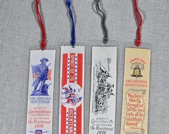 Vintage Bicentennial Bookmarks - Weve-A-Gift Woven Greeting - Quality Industries Germantown, PA - 1976 Commemorative - Patriotic Souvenir