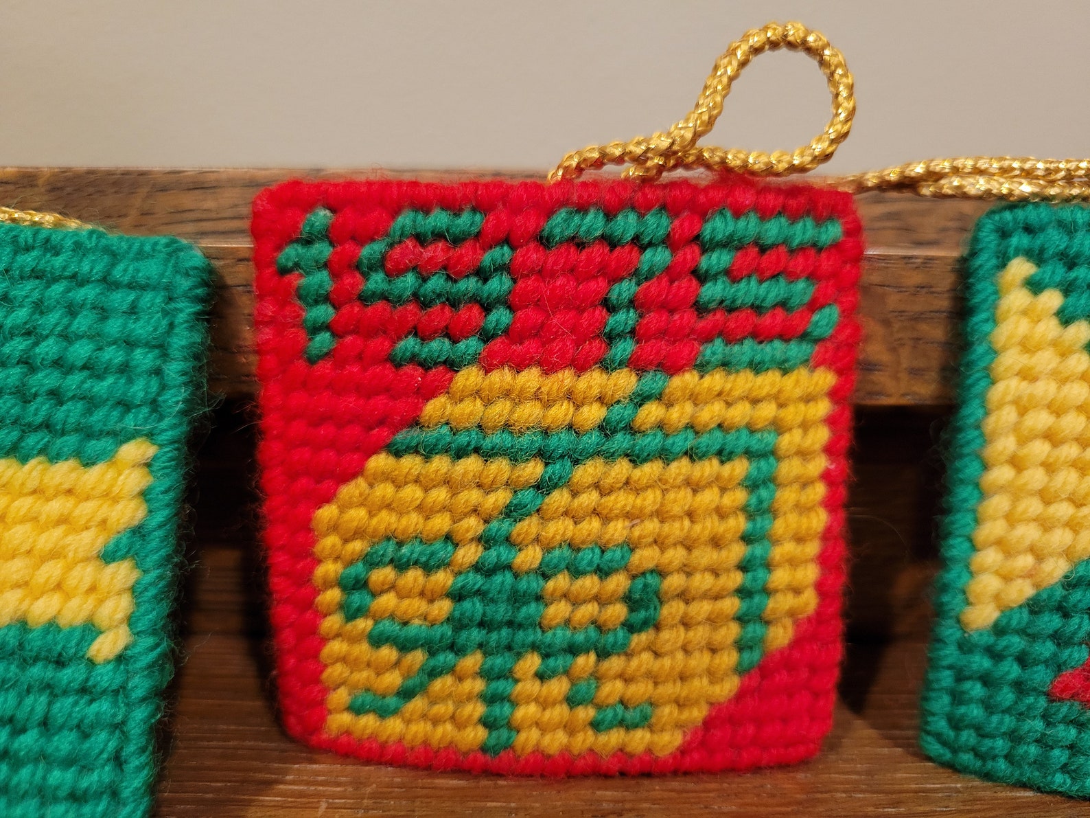 Vintage 1975 Plastic Canvas Needlepoint Christmas Ornaments Etsy