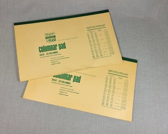 Boorum & Pease Columnar Pad 8910 - 10 Columns - Two Pads Available - 1st w/ 48 Sheets - 2nd w/ 50 Sheets Unused - Green Bond - FREE SHIPPING