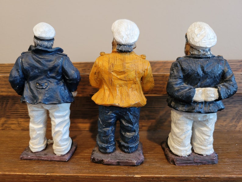 Three Resin Sailor Figurines Statues Captain W/ Binoculars Etsy
