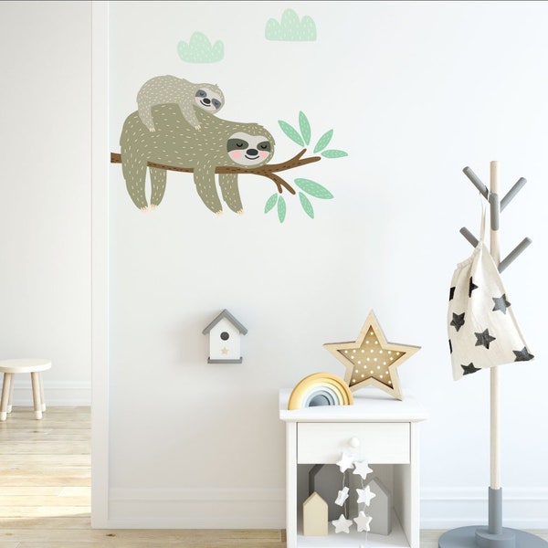 Sloth Wall Decal Nursery Branch With Sleeping Sloth