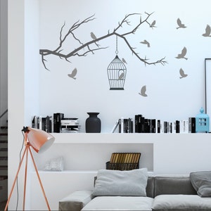 Tak met vogels Wall Decal Stickers Birdcage Vinyl