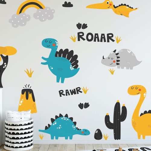 Cute Dinosaur Wall Decals for Kids Room Dino Playroom Fabric Etsy