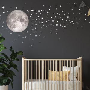 Sticker mural lune et étoiles - Stickers muraux lune - Stickers chambre de bébé
