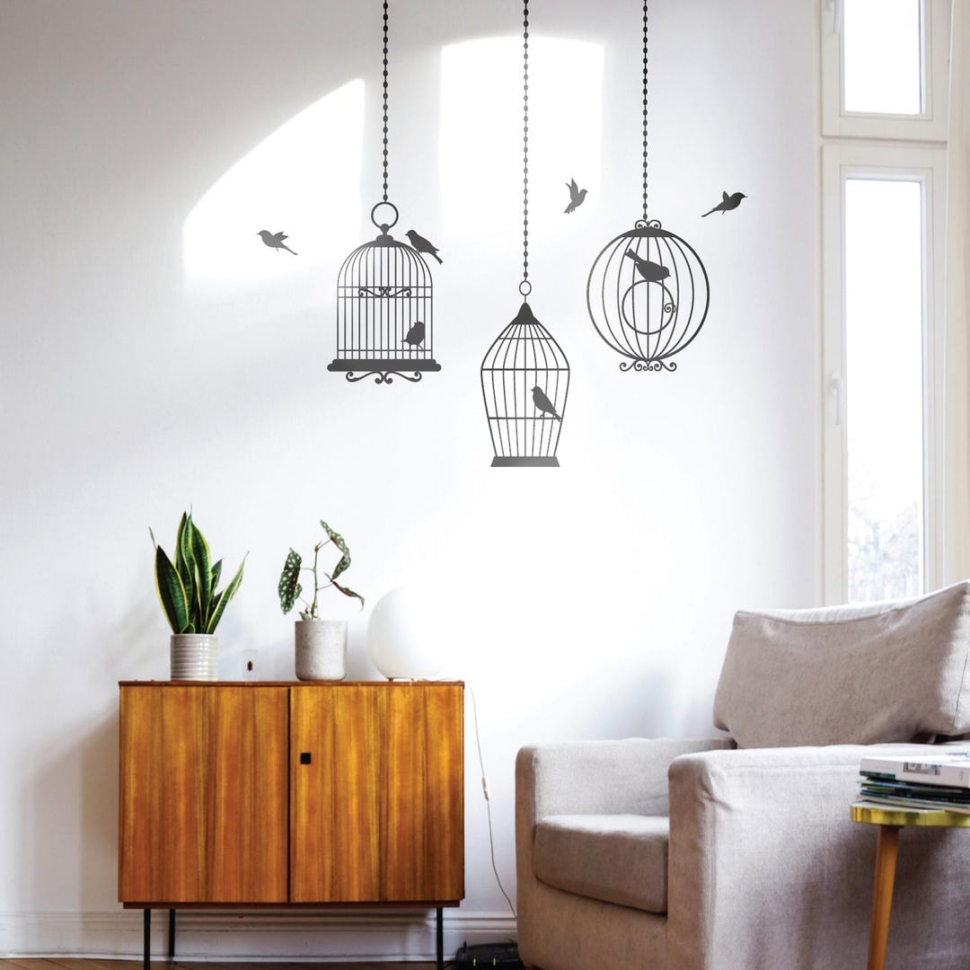 Vintage Bird Cage Wall Sticker Decal Home Vinyl Decals - Etsy