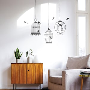 Vintage Bird Cage Wall Sticker Decal Home Vinyl Decals