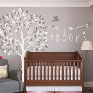 Wall Decal Large Tree Decals Huge Tree Decal Nursery With Birds Tree Sticker  Wall Tattoos Wall Mural Removable Vinyl Wall Sticker 032 