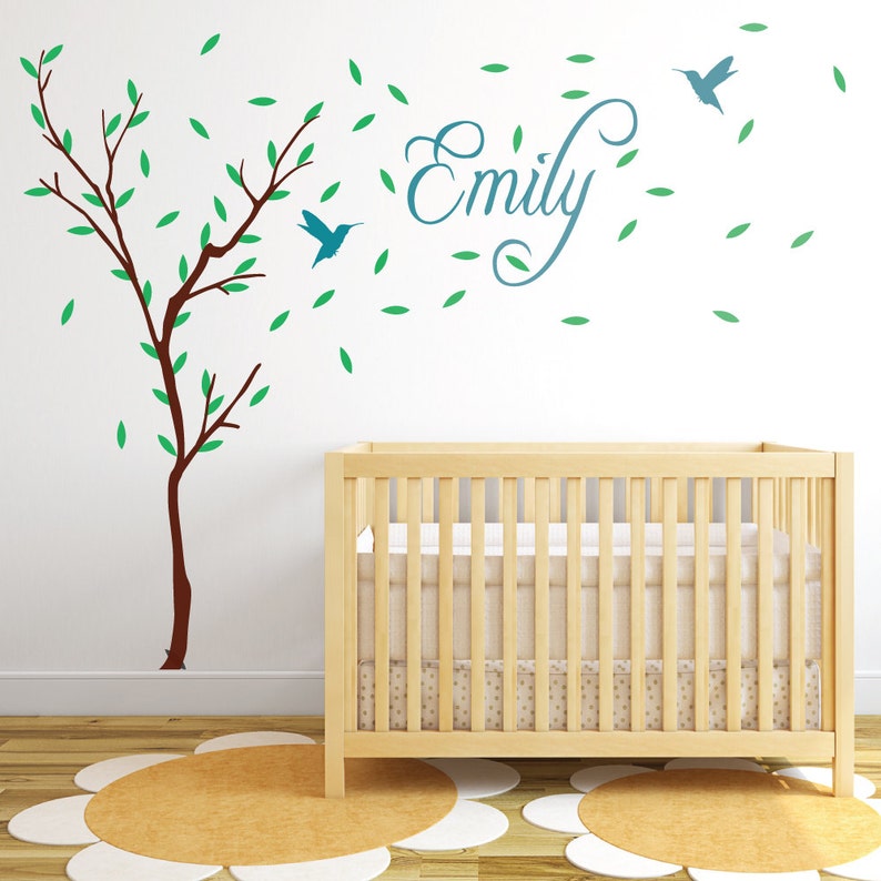 Wall Sticker Vinyl Wall decal Nursery Tree With Personalised Etsy