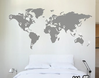 150cm World Map Decal Wall Sticker Stencil Bedroom Globe Office