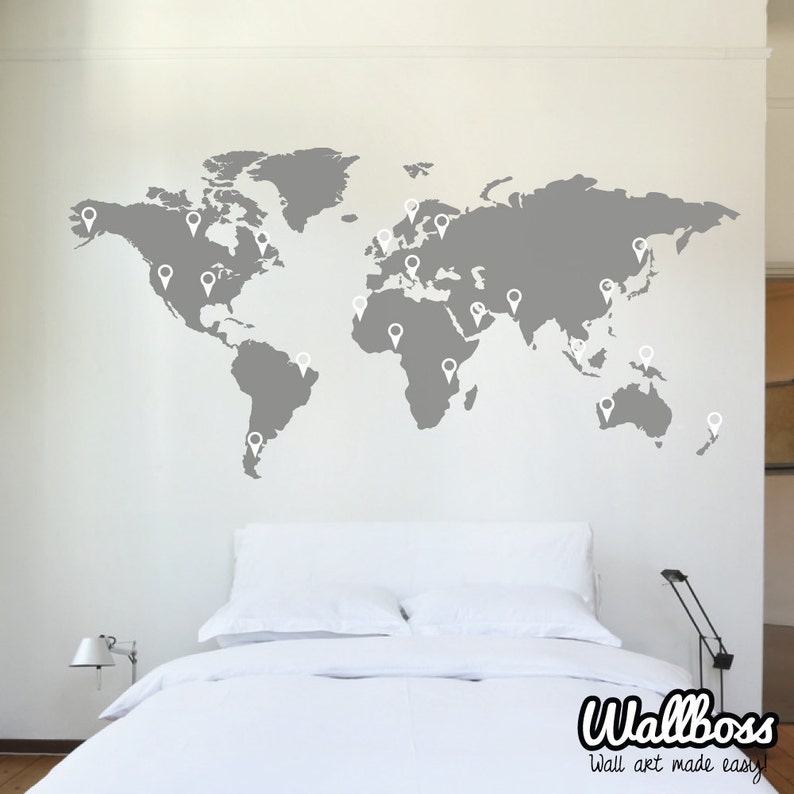 150cm World Map Decal Wall Sticker Stencil Bedroom Globe Etsy