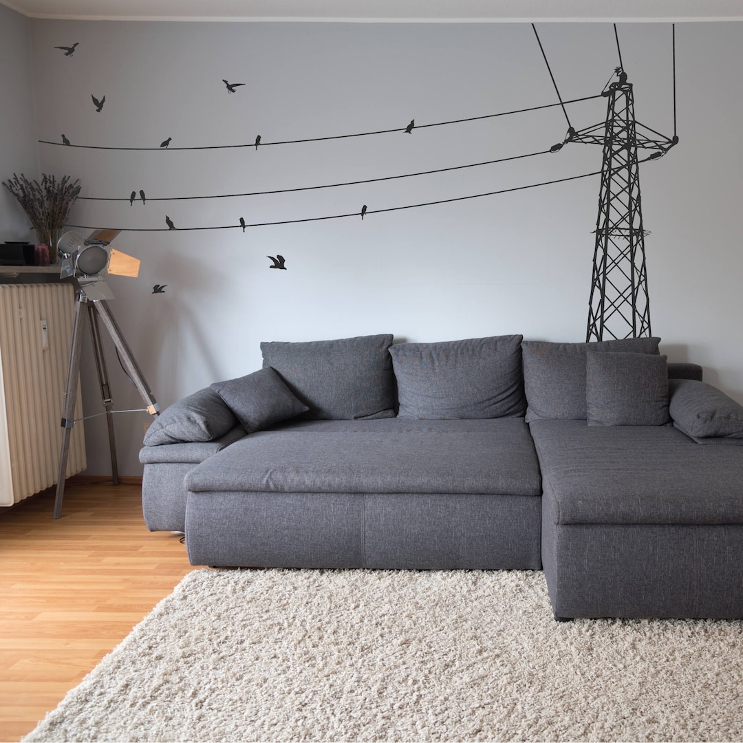 Power Line Stickers Power Lines Wall Decal Sticker With Birds Wall Transfer - Etsy
