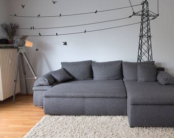 Power Lines Wall Decal Sticker With Birds Wall Transfer