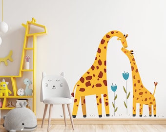 Adorable Mother And Baby Giraffe Wall Stickers For Nursery Room