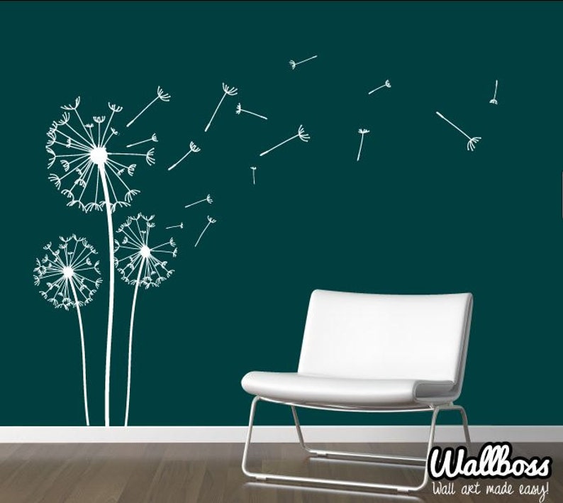 Dandelion Wall Decal Wall Stickers Blowing Away In The Wind Vinyls Flower Nature Living Room Bed Room Art image 3