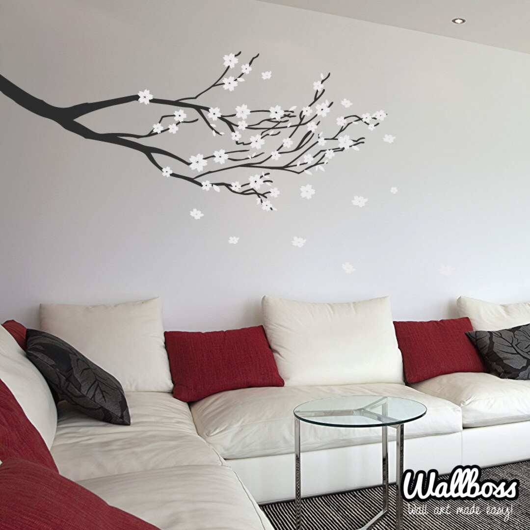 Flower Blossom Branch Wall Decal Living Room Nursery - Living Room ...