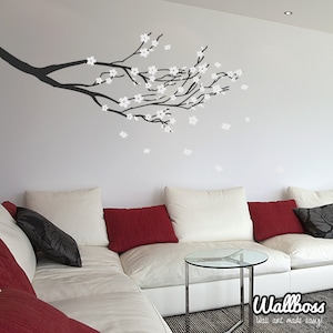Flower Blossom Branch Wall Decal Living Room Nursery Living Room Bedroom Wall Vinyl Blowing Flowers Hanging Branch image 1
