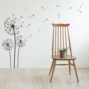 Dandelion Wall Decal - Wall Stickers Blowing Away In The Wind Vinyls Flower Nature Living Room Bed Room Art