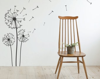 Dandelion Wall Decal - Wall Stickers Blowing Away In The Wind Vinyls Flower Nature Living Room Bed Room Art