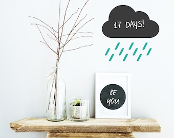 Chalkboard Rain Cloud Vinyl Wall Decal Sticker