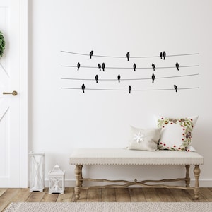 Birds On Wires Wall Stickers Wall Vinyl Decal Sticker - Bird Art