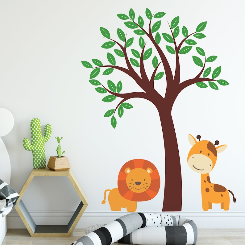 Nursery Safari Tree Tree Wall Stickers Art Children Sticker Etsy