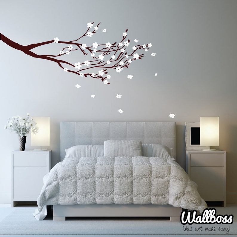 Flower Blossom Branch Wall Decal Living Room Nursery Living Room Bedroom Wall Vinyl Blowing Flowers Hanging Branch image 2