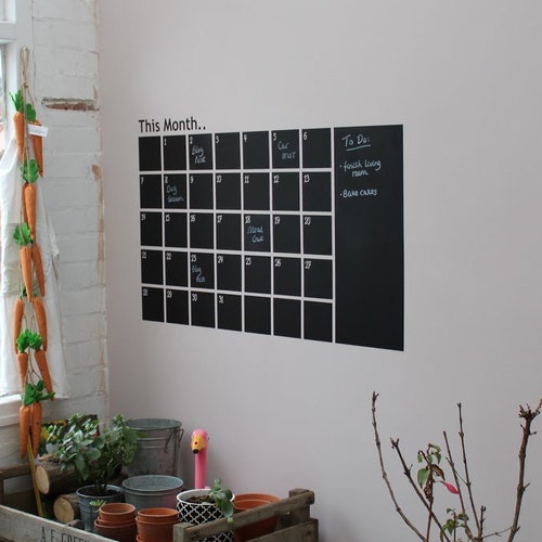 Chalkboard Wall Calendar With Memo Vinyl Wall Decal Etsy