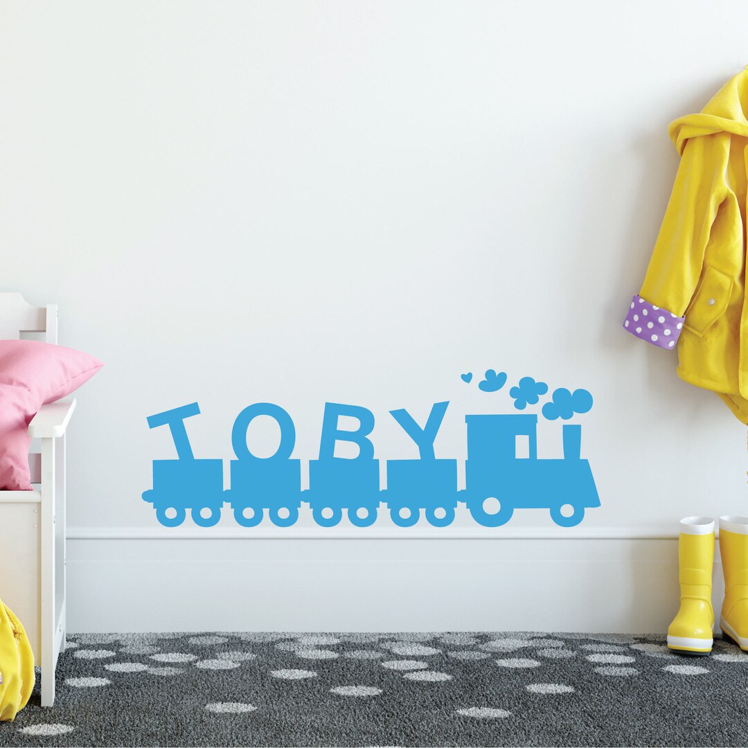 Kids Personalised Name Train Wall Sticker - Childrens Name Wall Sticker ...