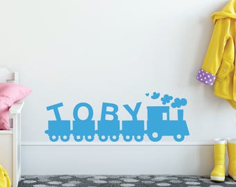 Kids Personalised Name Train Wall Sticker - Childrens Name Wall Sticker