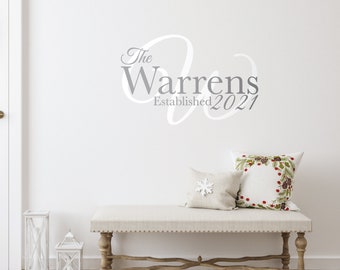 Family Monogram Wall Sticker, Personalised House Name decor